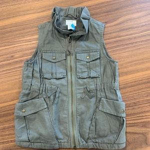 Crewcuts Khaki Zipped Vest with Ruffle Size 6/7